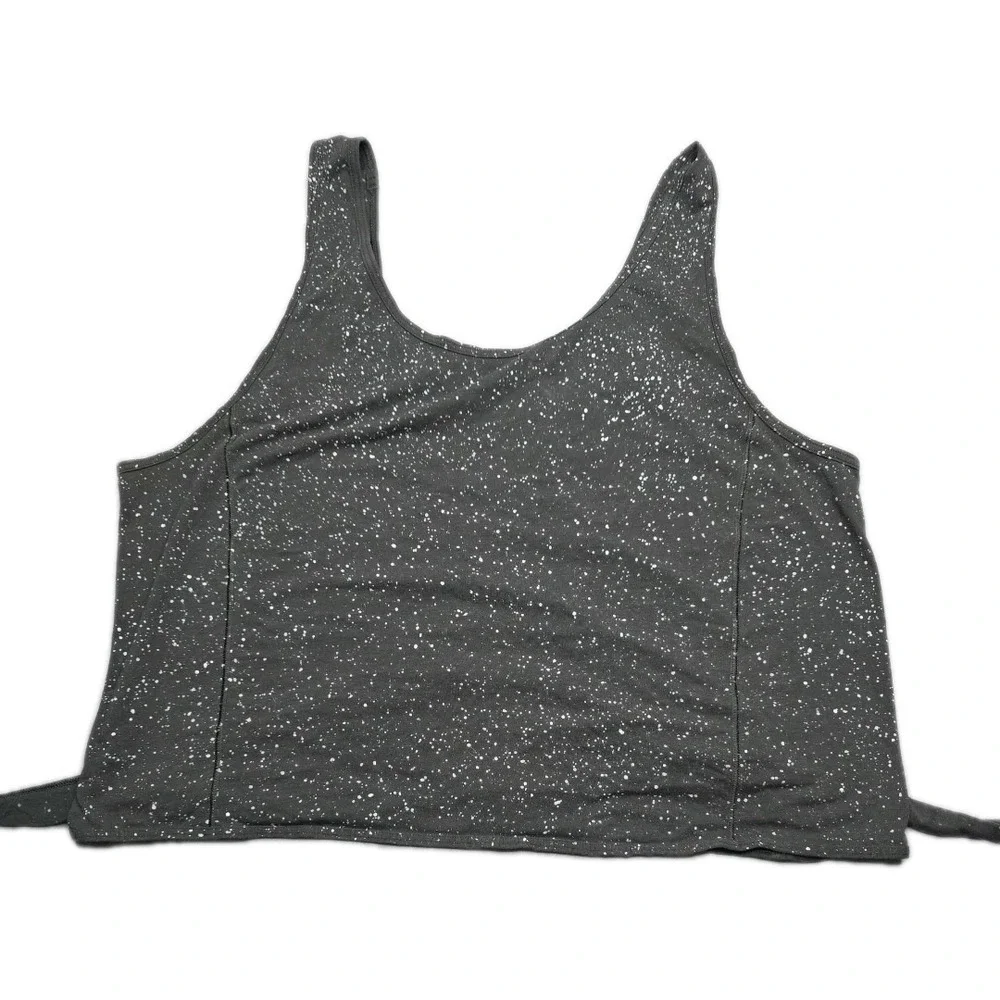 Lululemon Black V-Neck Tie Front Yoga Athletic Cropped Tank Top Womens sz L
